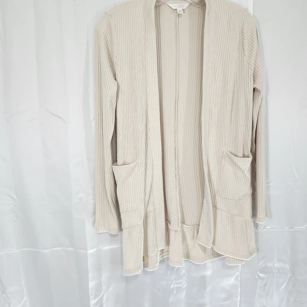 LC Lauren Conrad Size Small Cream Open-Front Cardigan Sweater